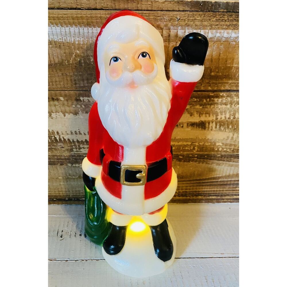 Santa Light Up Blow Mold 11" Tall Table Top Battery Operated Works